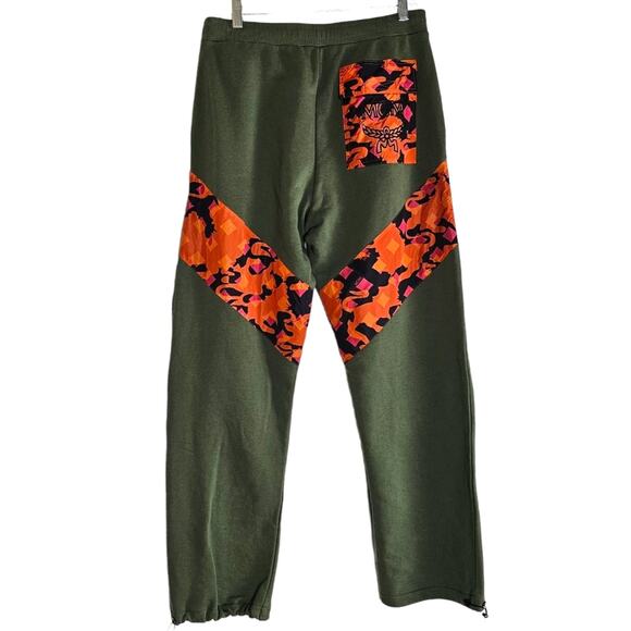 MCM Jogger Men's Size Medium Camo Sweatpants  Orange Green Made in Italy - Picture 3 of 16